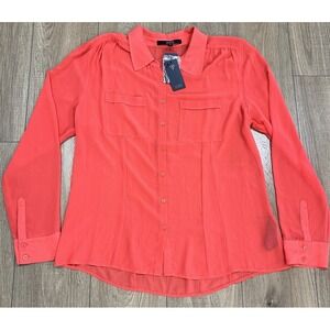 Guess Bright Coral LS Charlotte Blouse Women's XL
